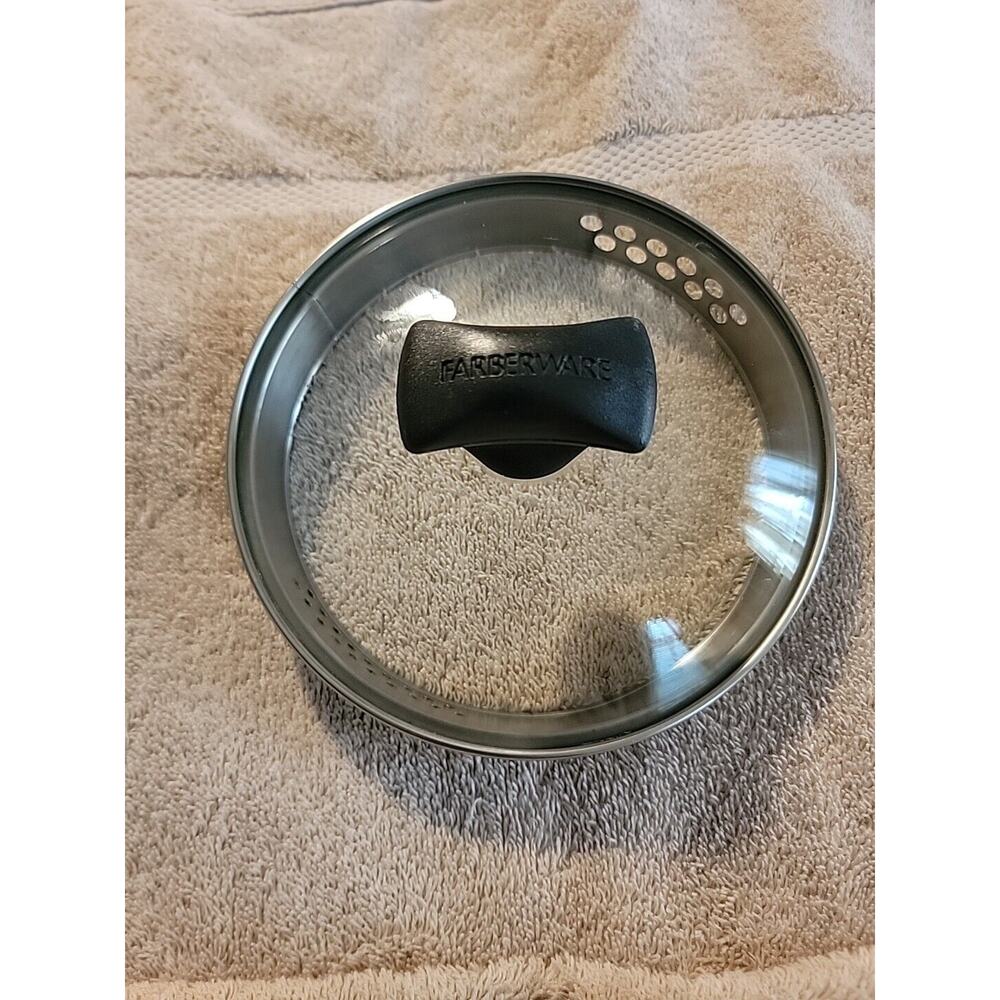 Replacement Farberware Glass Lid W Strainer 5 1/4" inside Lip Outer Diameter 6"‎
